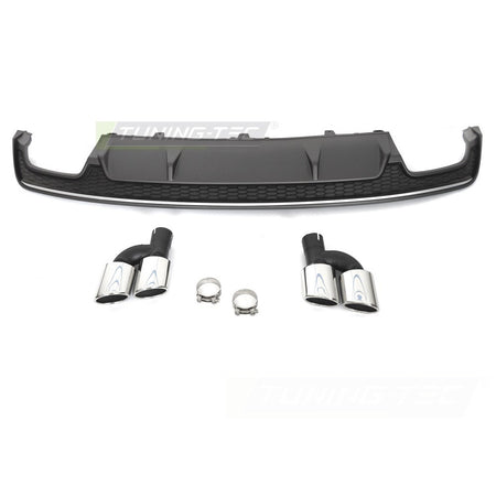 Diffusor Twin Outlet Argento Nero Sport S Style per Audi A7 C7 (2014-2018)