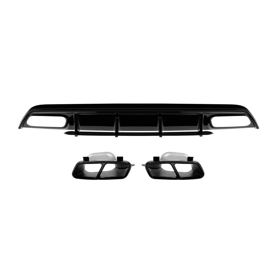 Diffusore Posteriore A45 con Terminali Neri per Mercedes Classe A W176 2015-2018