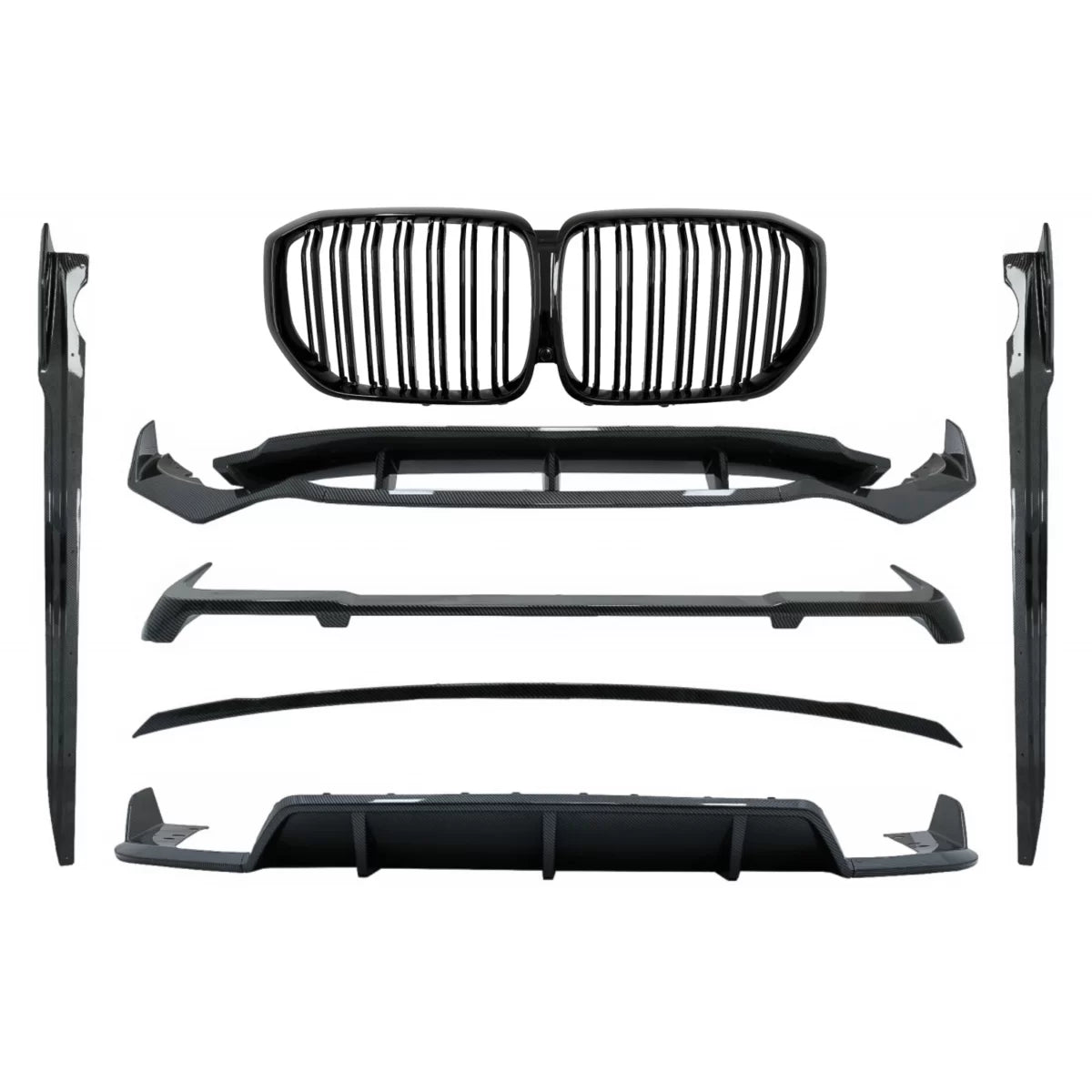Body Kit Aerodinamico Fibra Carbonio con Griglie Centrali Nero Lucido per BMW