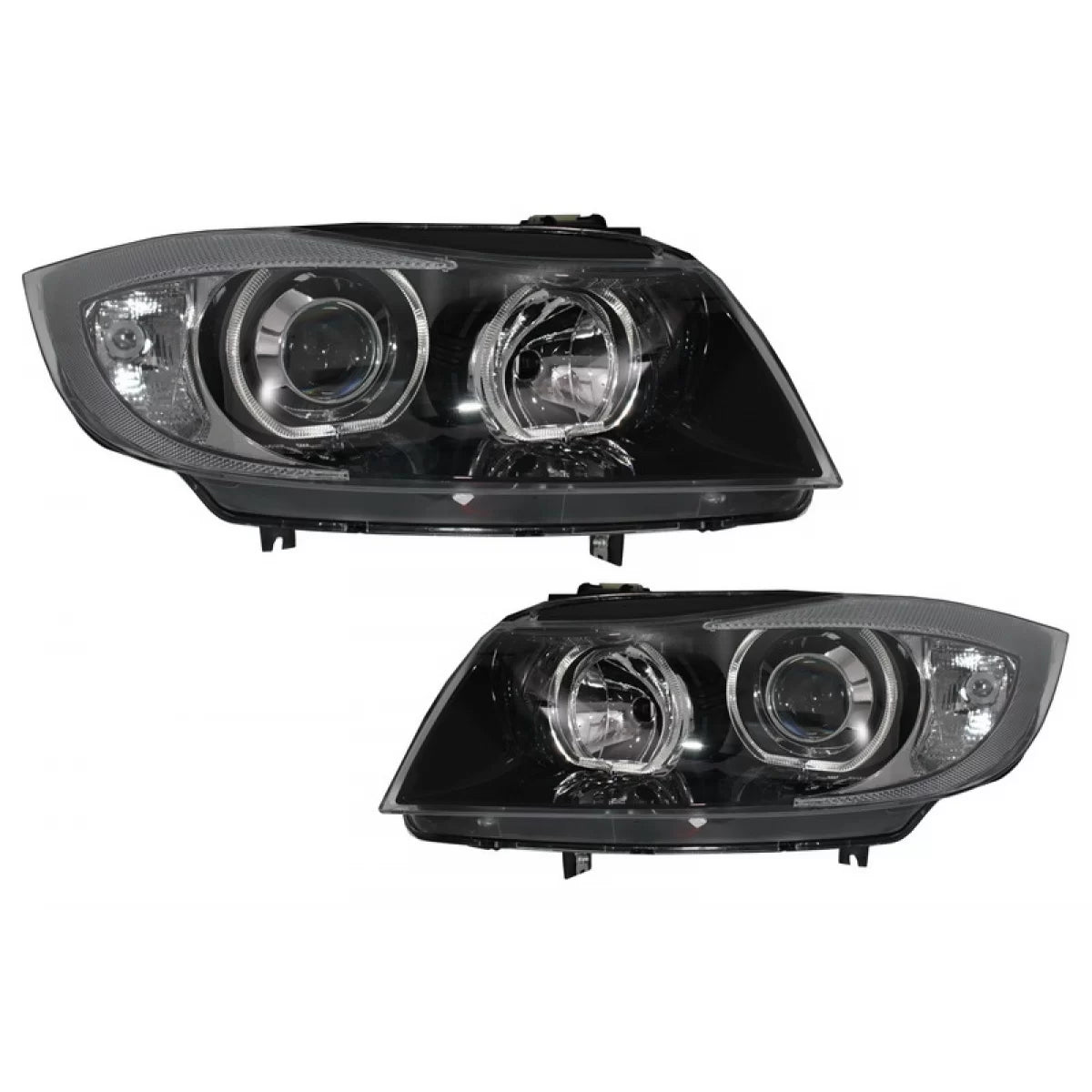 Fari Angel Eyes Anteriori Neri per BMW Serie 3 E90 E91 2005-2011