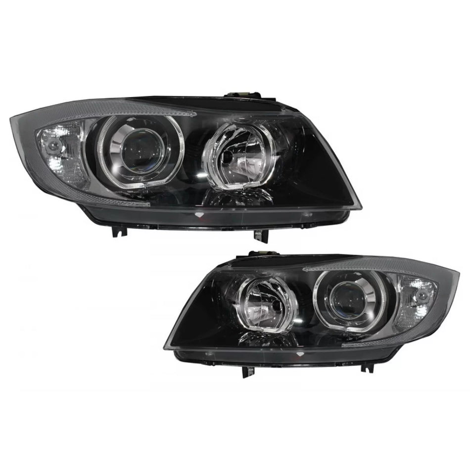Fari Angel Eyes Anteriori Neri per BMW Serie 3 E90 E91 2005-2011