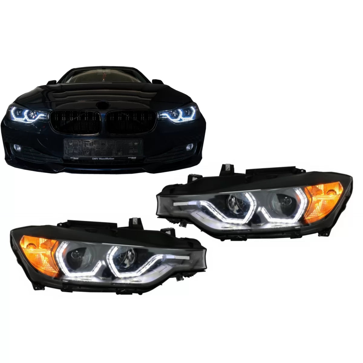Fari Angel Eyes LED Luci Diurne Anteriori per BMW Serie 3 F30 F31 2011-2015