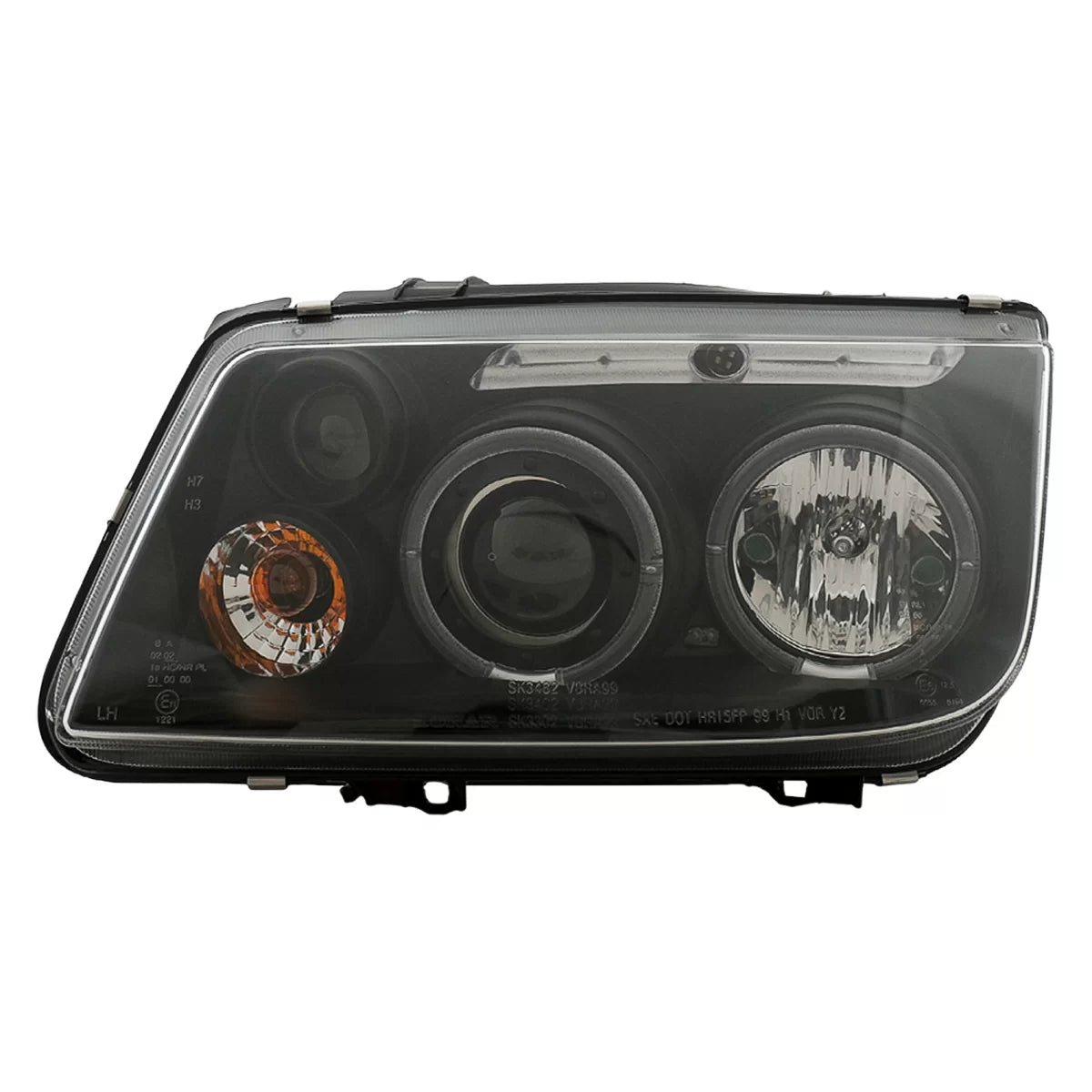 Fari Angel Eyes Anteriori Neri per Volkswagen Bora 1998-2005 Guida a Sinistra