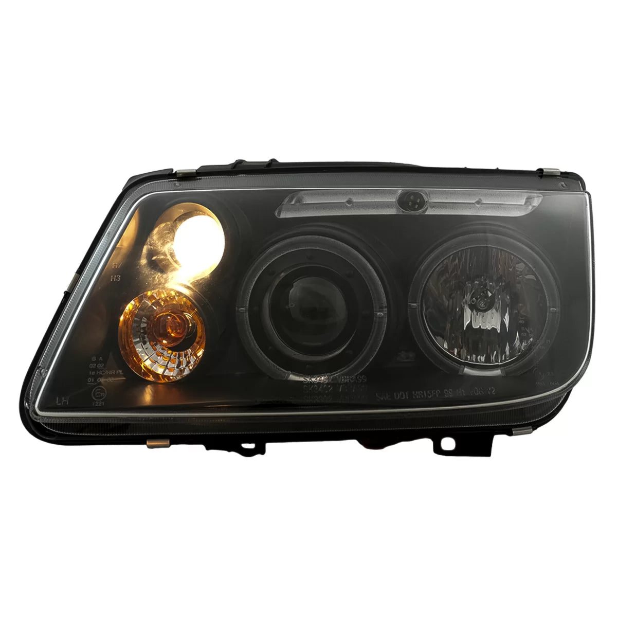 Fari Angel Eyes Anteriori Neri per Volkswagen Bora 1998-2005 Guida a Sinistra