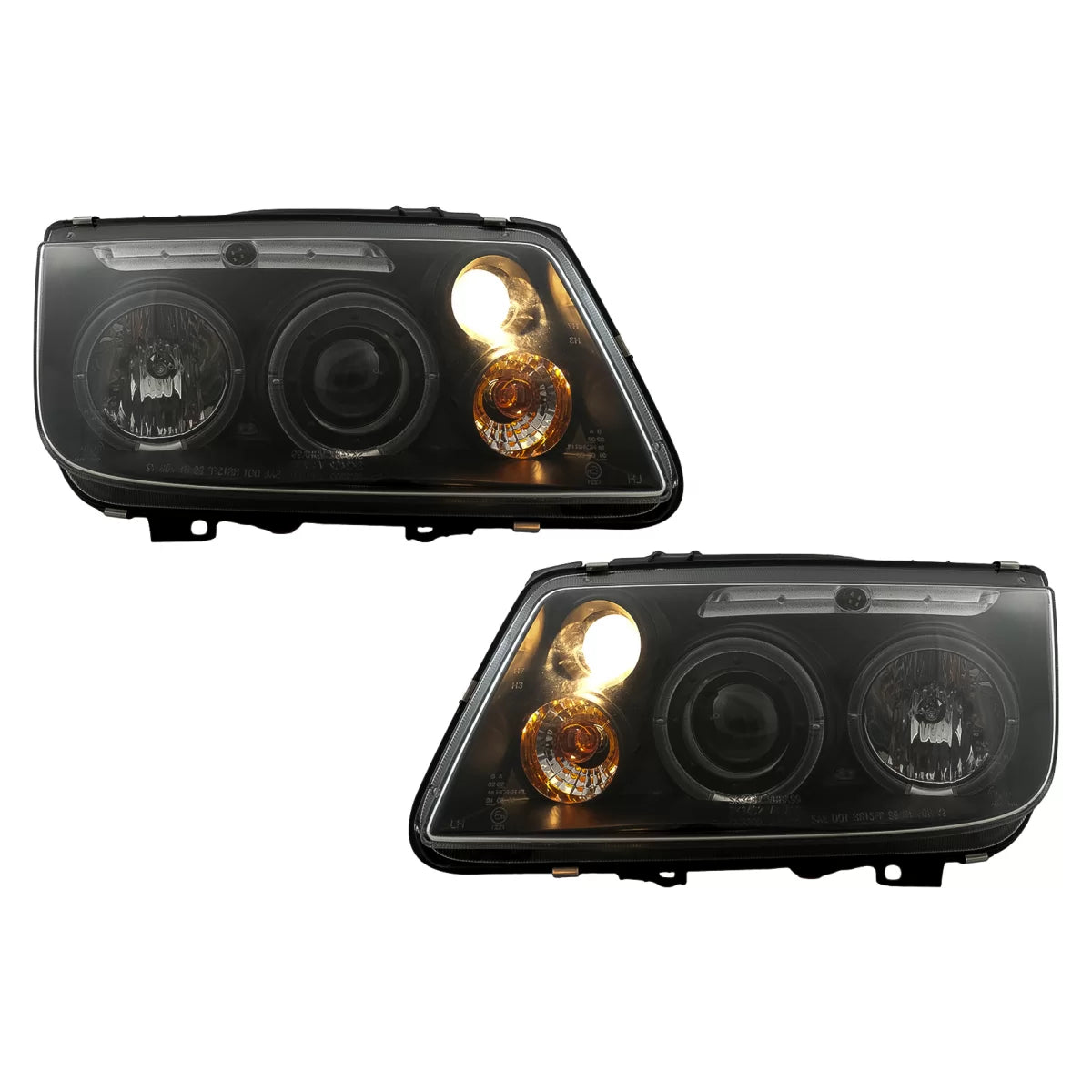 Fari Angel Eyes Anteriori Neri per Volkswagen Bora 1998-2005 Guida a Sinistra