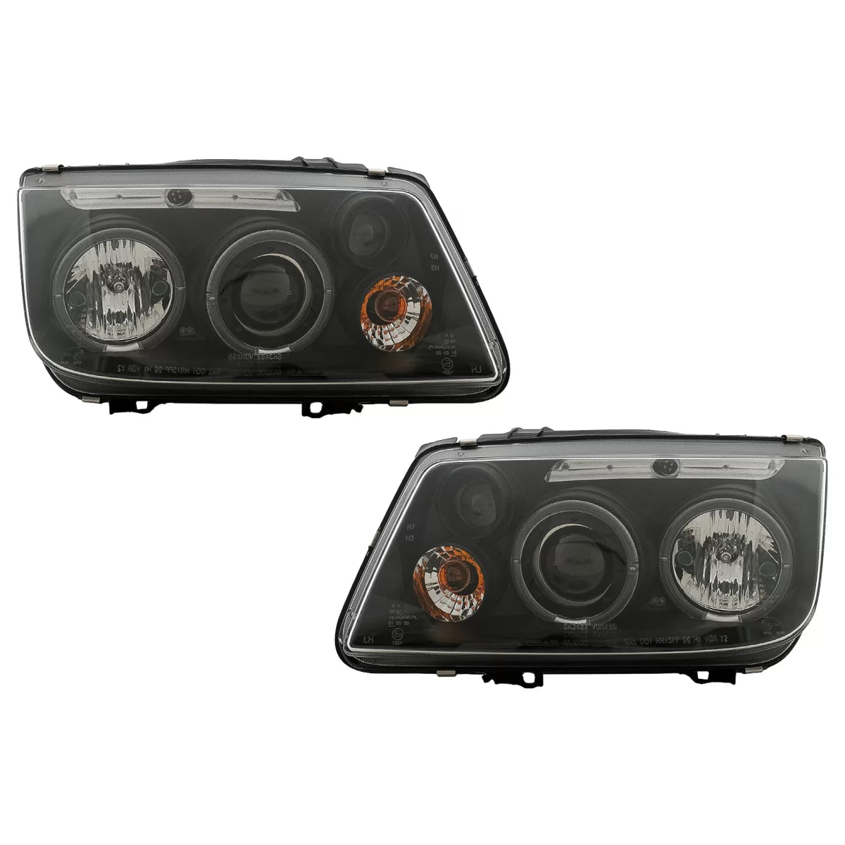 Fari Angel Eyes Anteriori Neri per Volkswagen Bora 1998-2005 Guida a Sinistra