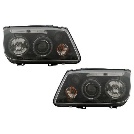 Fari Angel Eyes Anteriori Neri per Volkswagen Bora 1998-2005 Guida a Sinistra