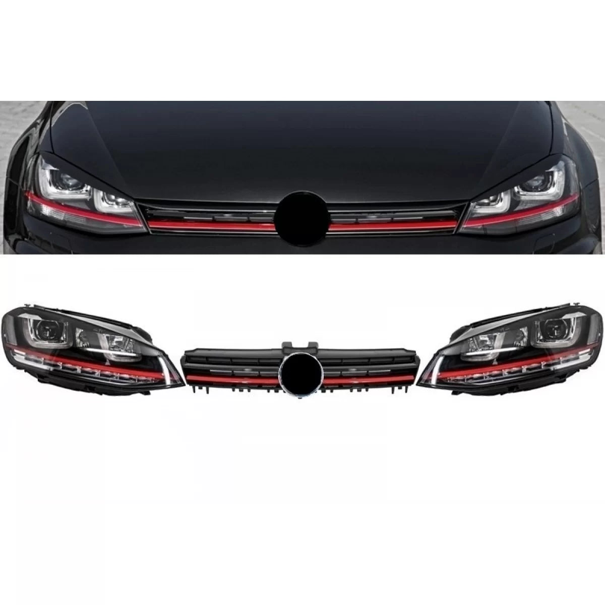 Fari Anteriori LED con Luce Diurna Dinamica e Griglia VW Golf 7 Vii 2012-2017