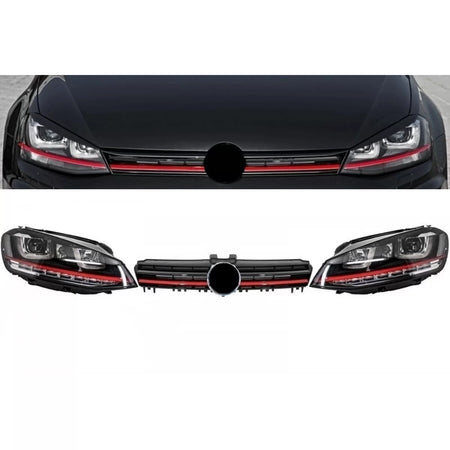 Fari Anteriori LED con Luce Diurna Dinamica e Griglia VW Golf 7 Vii 2012-2017