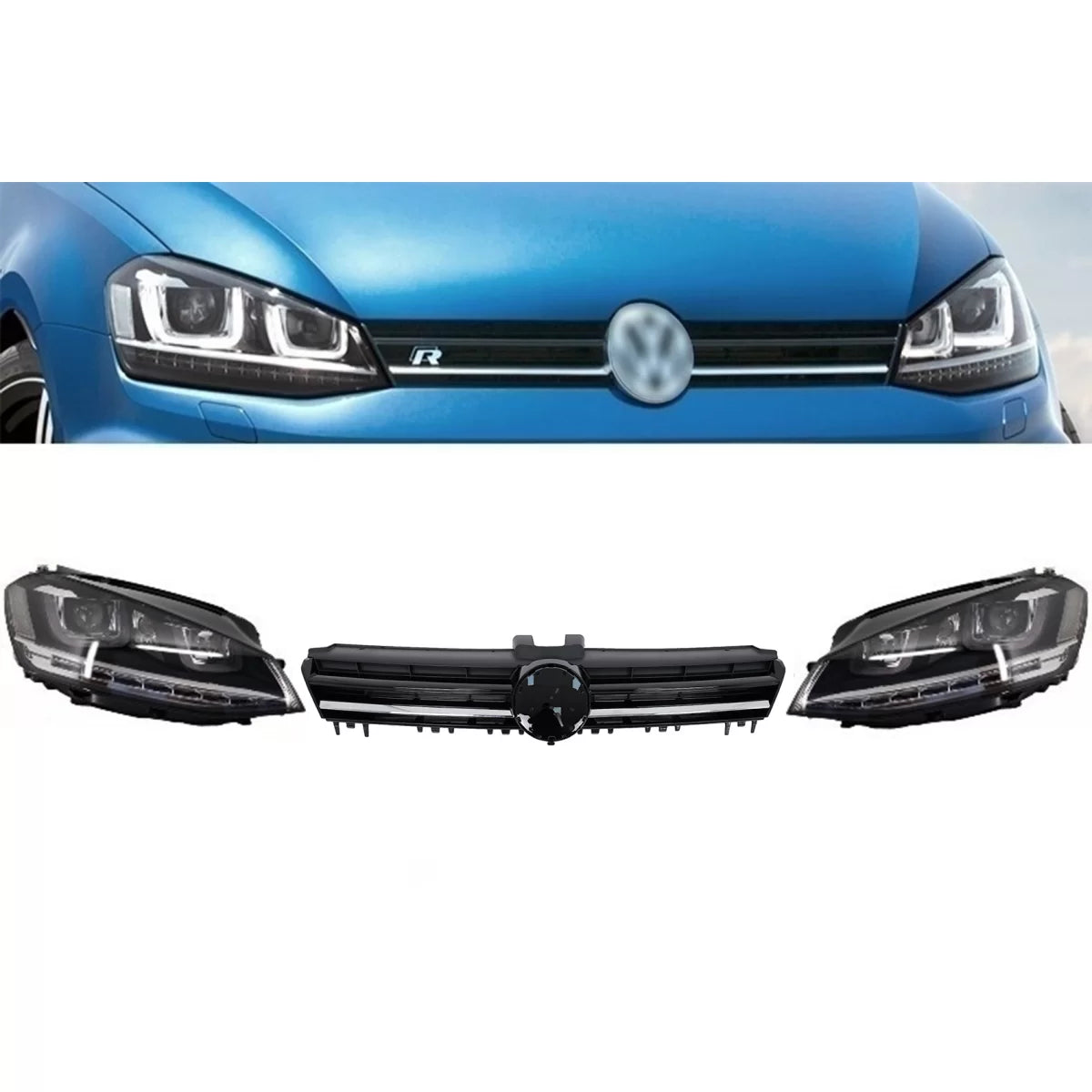 Fari Anteriori LED Dinamici con Griglia VW Golf 7 Vii 2012-2017 R-line