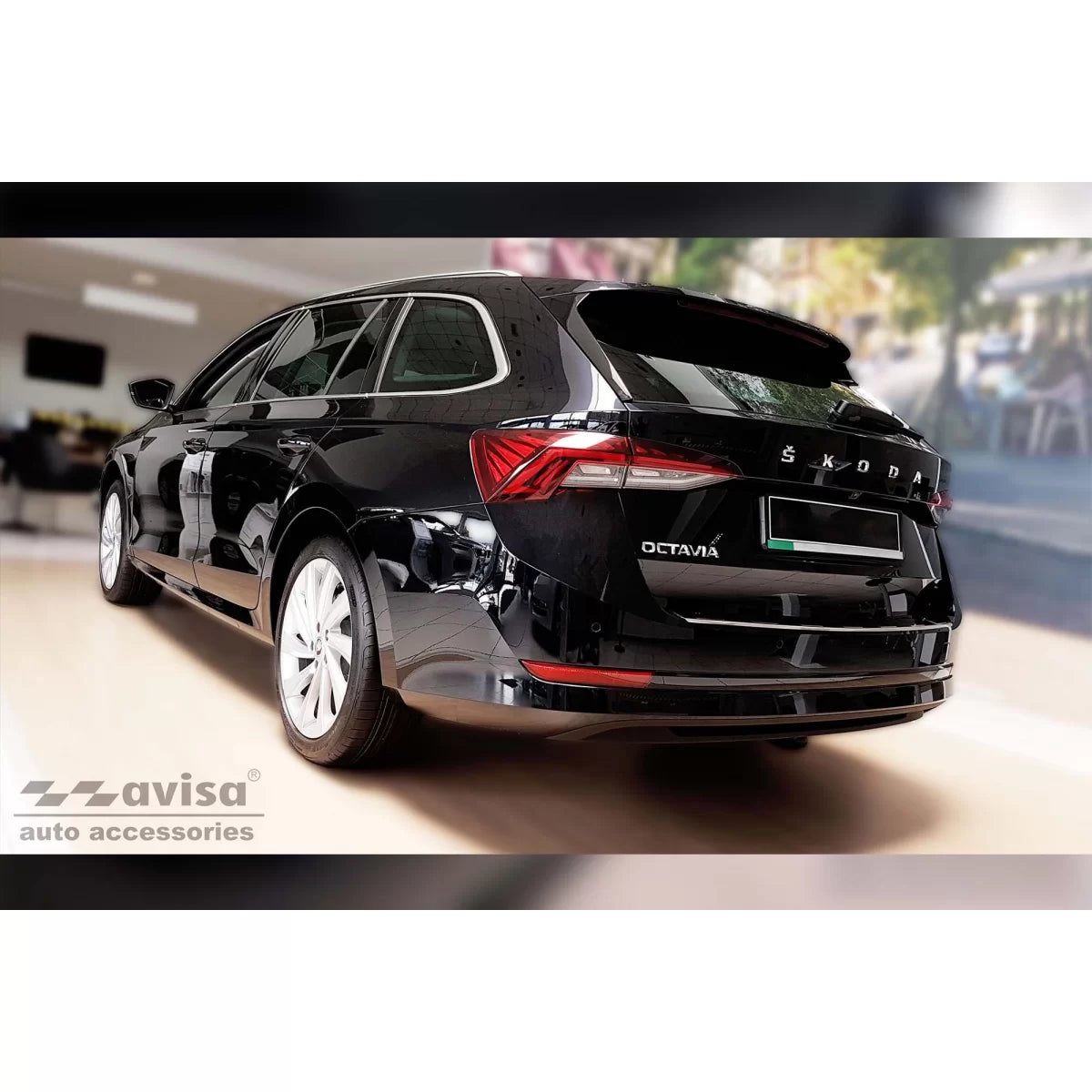 Paraurti Posteriore Protezione Nero Lucido per Skoda Octavia Combi dal 2019