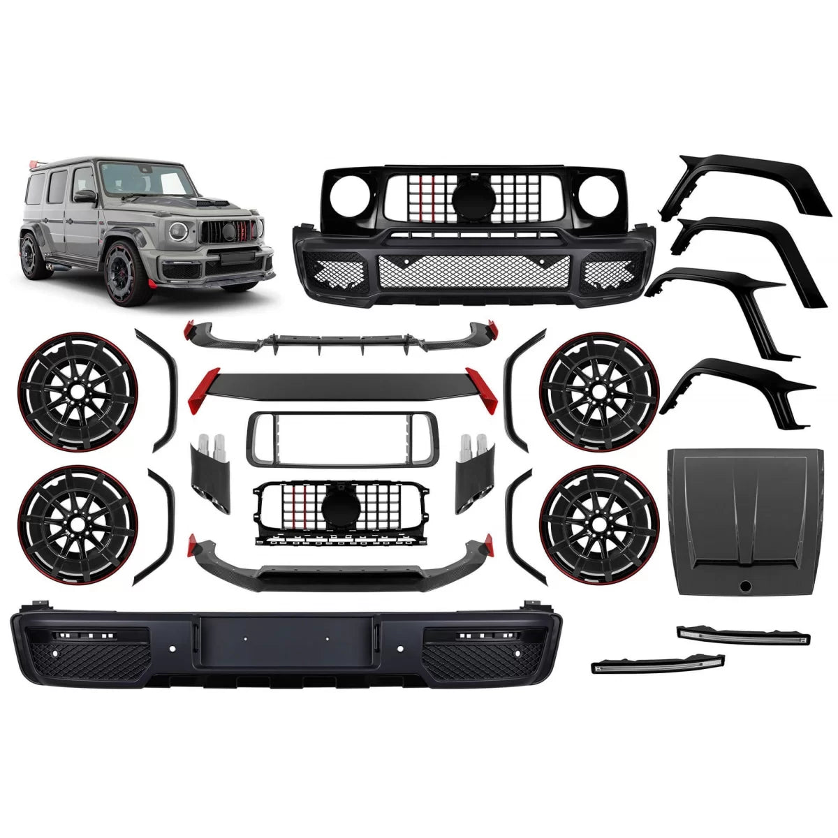 Paraurti Sportivo con Carbonio e Cerchi 22" per Mercedes Classe G W464 2018-2024