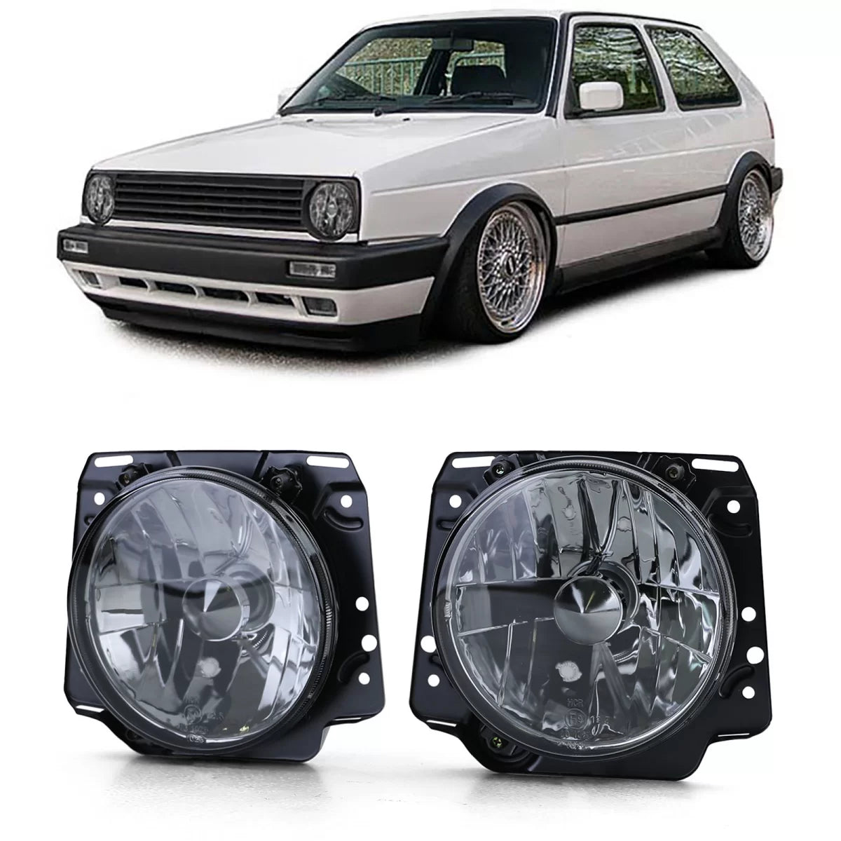 Fari Anteriori Vetro Fumé Neri per Volkswagen Golf 2 83-91