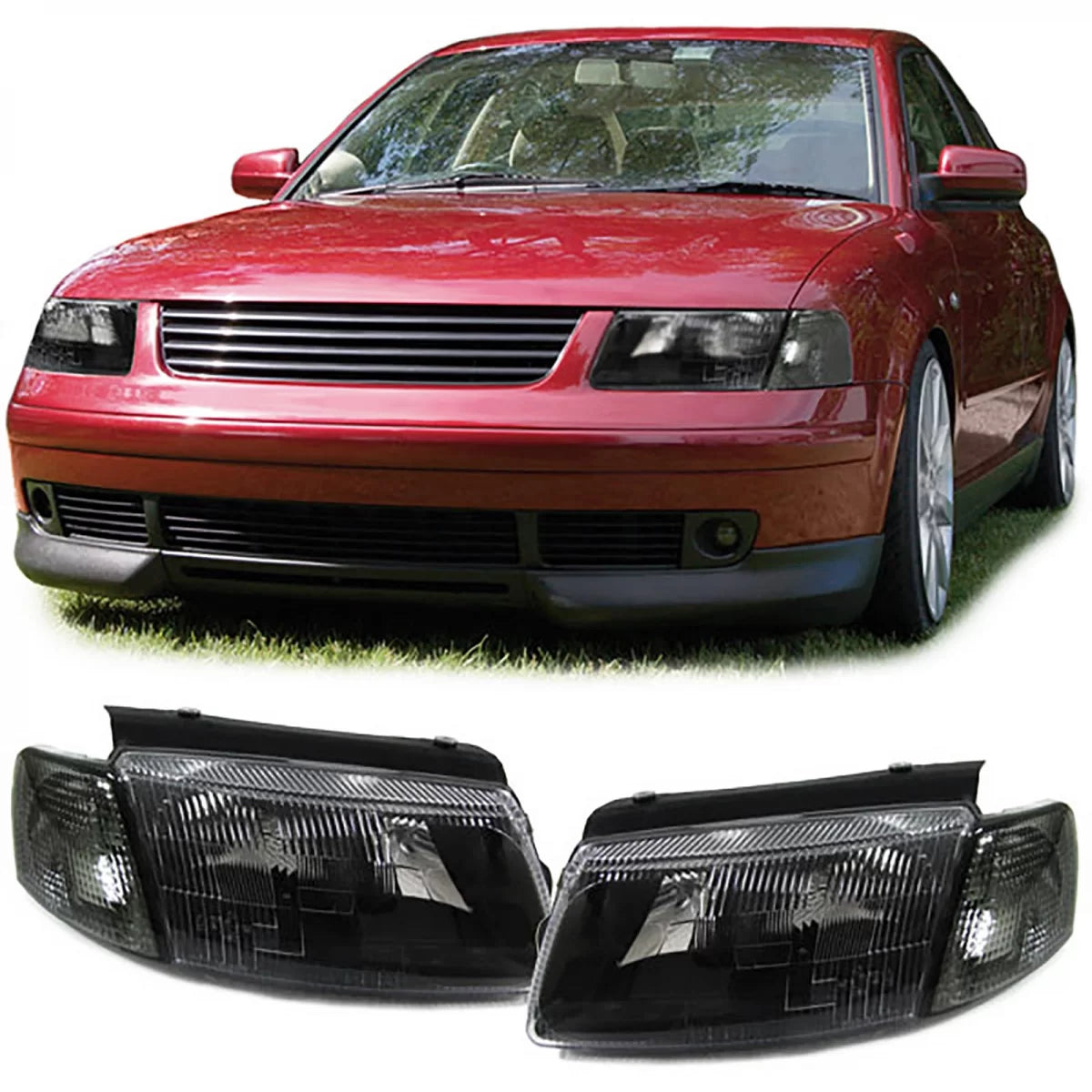Fari Neri Anteriori con Indicatori Dx e Sx per Volkswagen Passat 3B 96-00