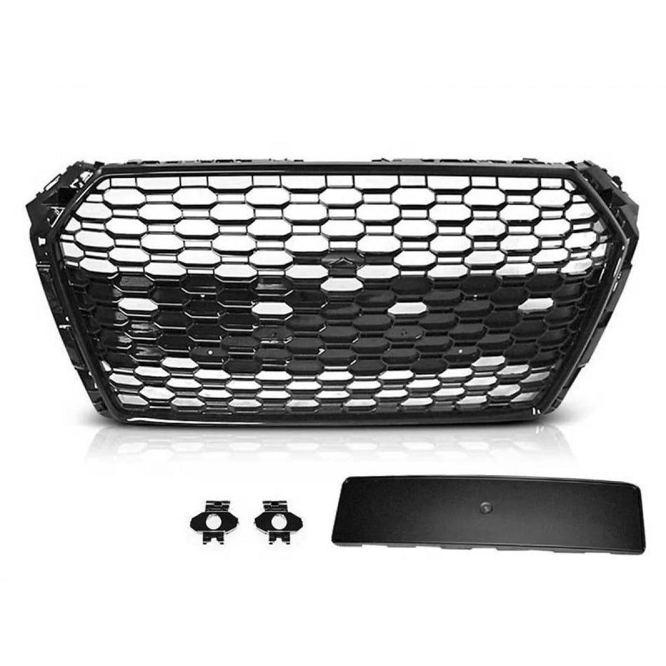 Griglia Anteriore Nera RS4 con Sensori per Audi A4 B9 Berlina e Station