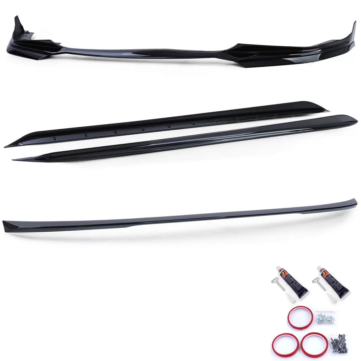Spoiler Anteriore Posteriore Minigonne Nero Lucido per BMW Serie 3 G20 2019-2022