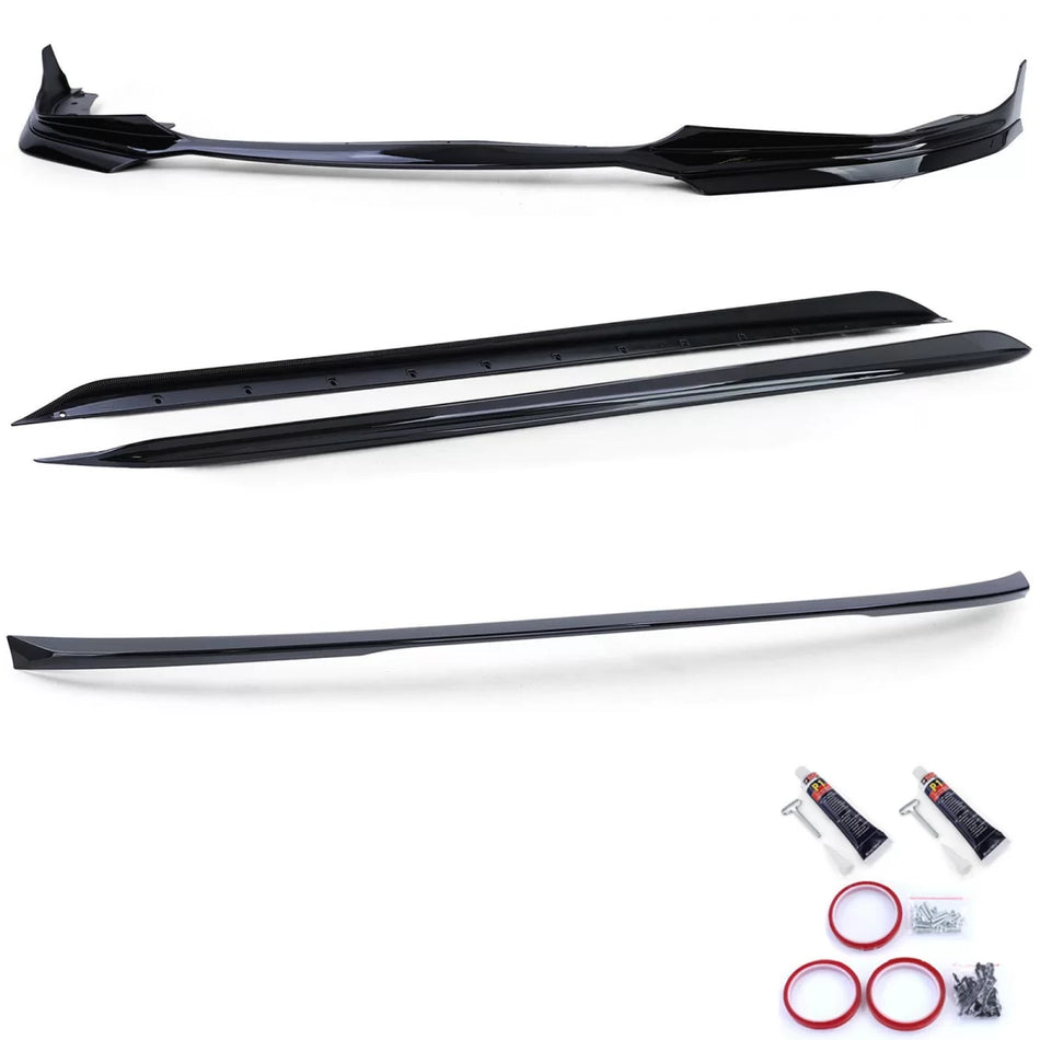 Spoiler Anteriore Posteriore Minigonne Nero Lucido per BMW Serie 3 G20 2019-2022