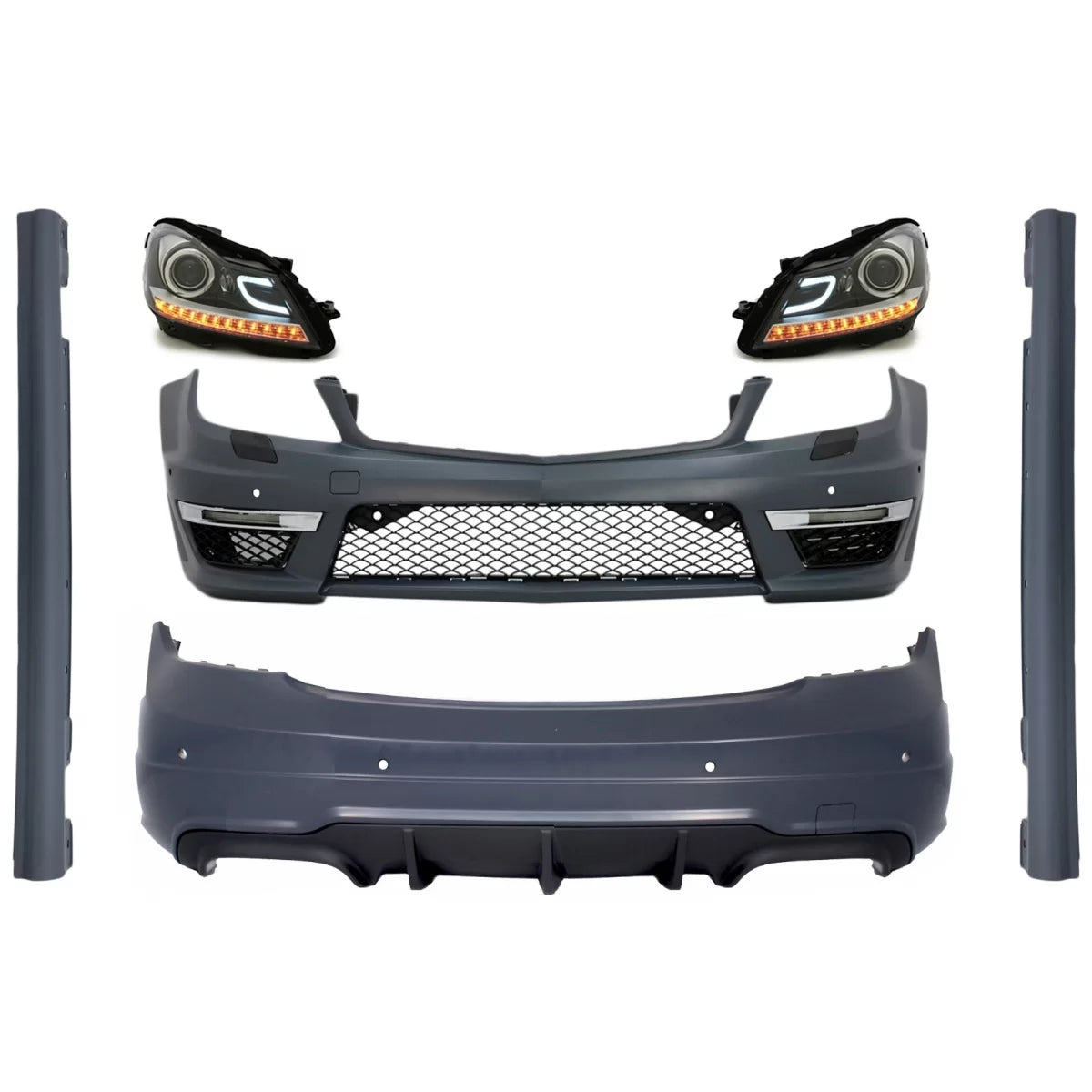 Body Kit Paraurti Anteriore C63 con Fari LED per Mercedes Classe C W204