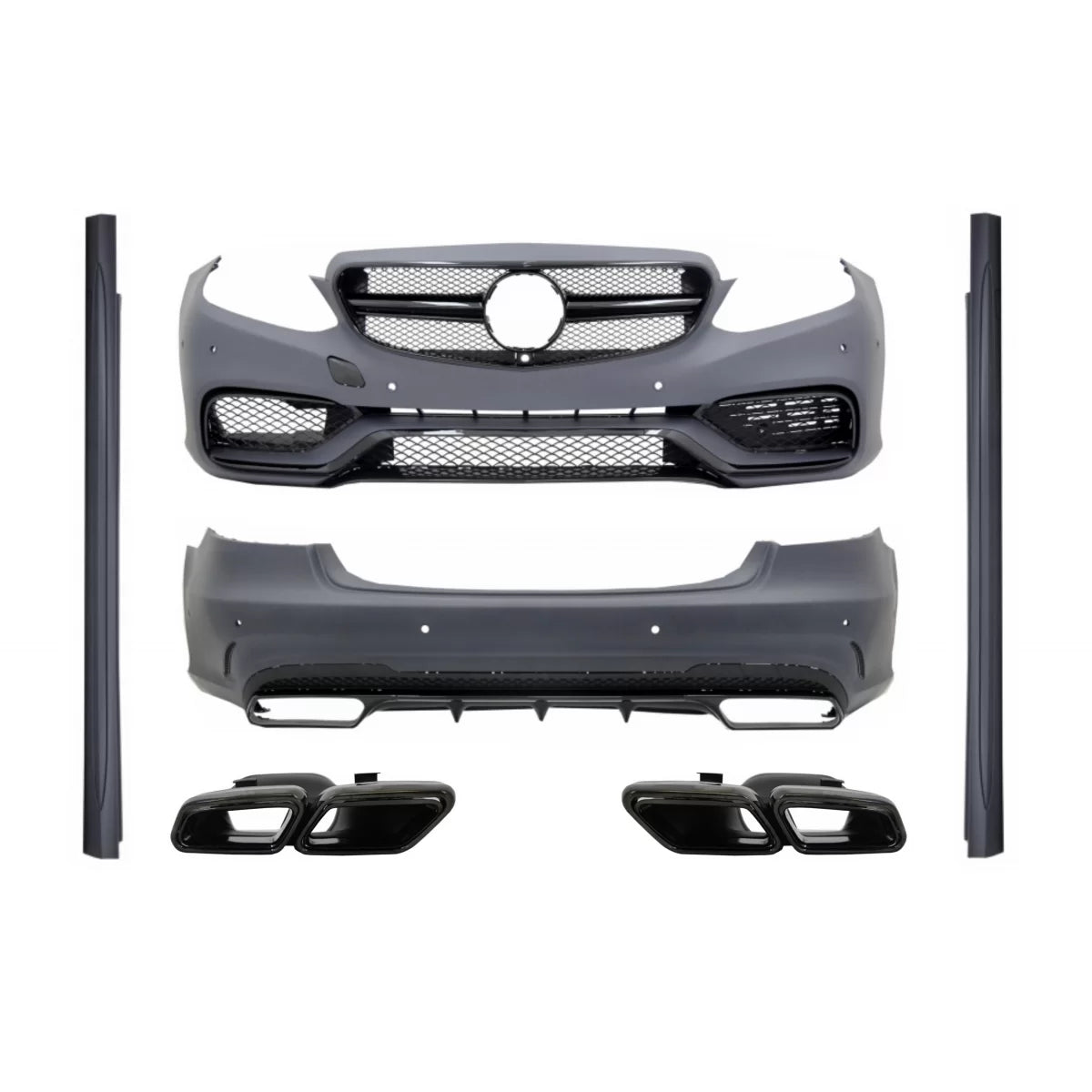 Body Kit Paraurti Anteriore con Terminali Scarico E63 Lucido Mercedes Classe