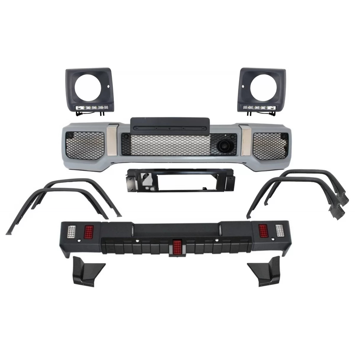 Body Kit con Parafanghi e Copri Fari LED per Mercedes Classe G W463 1989-2018