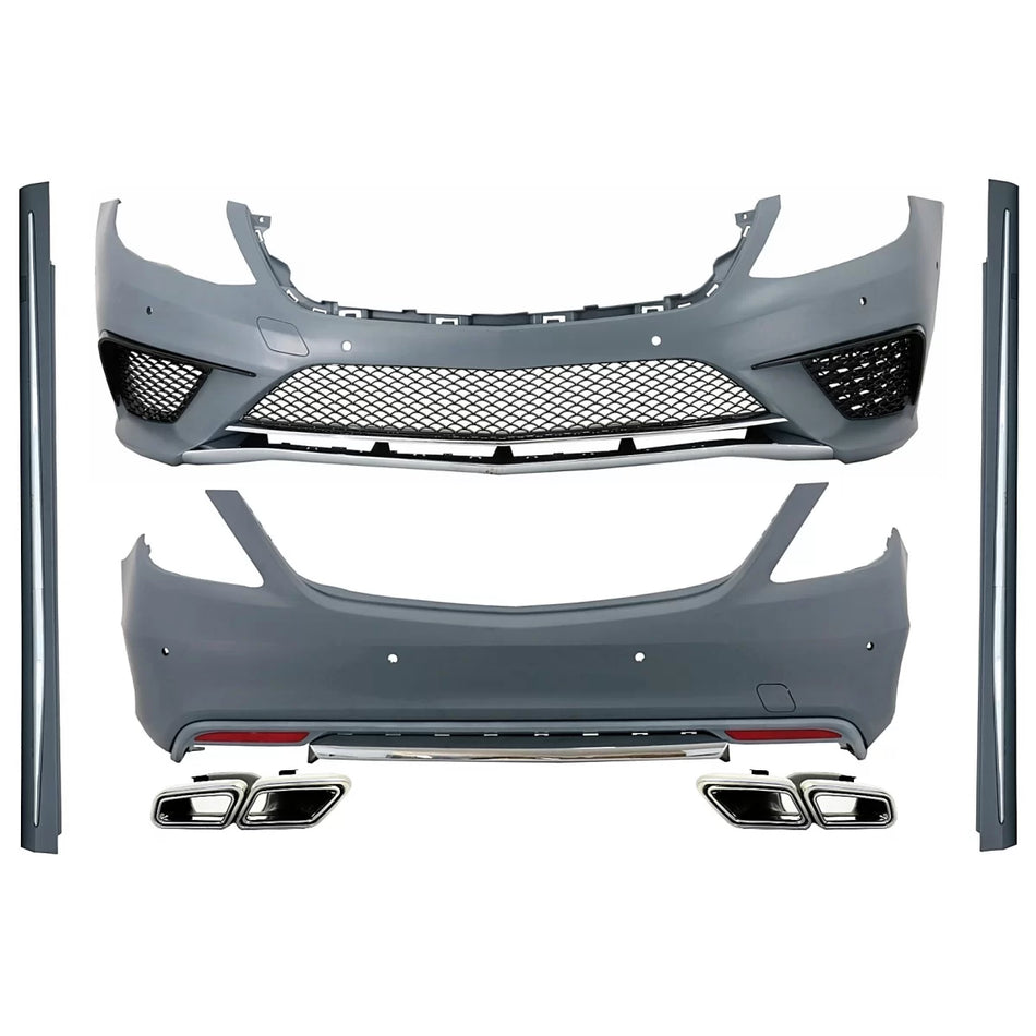 Body Kit Paraurti Anteriore con Terminali Scarico Cromati Mercedes Classe S