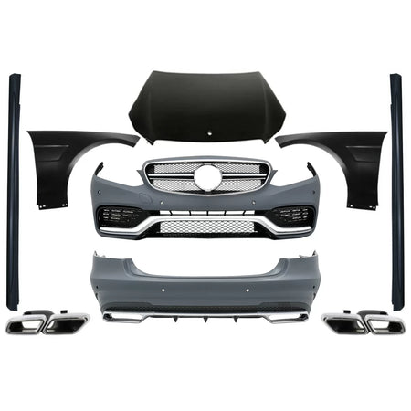 Body Kit Anteriore con Terminali Scarico E63 per Mercedes W212 Facelift 2013-up