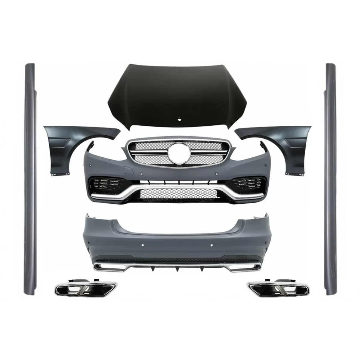 Body Kit Anteriore con Terminali Scarico per Mercedes W212 Classe E 2013-2016