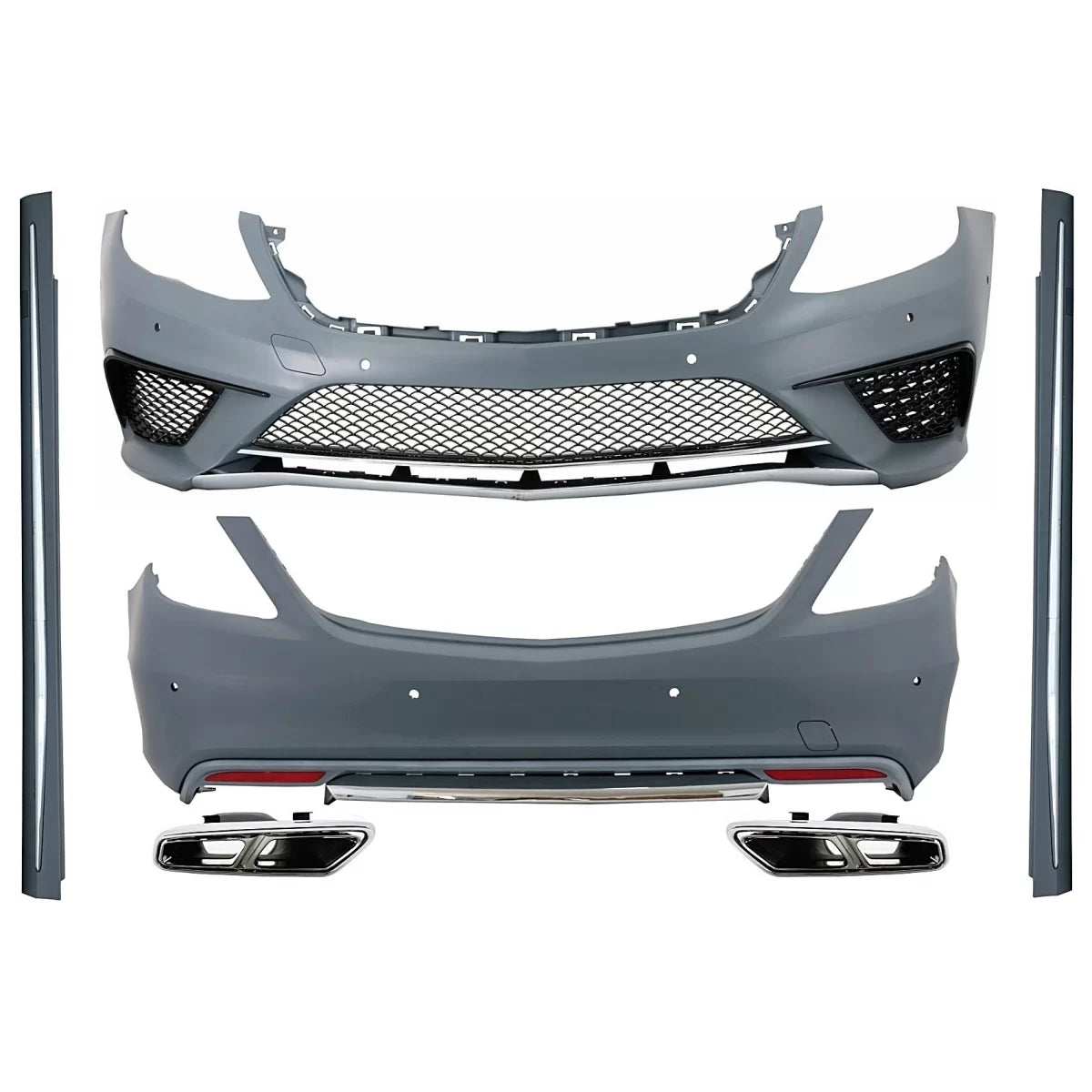 Body Kit Paraurti Anteriore con Terminali Scarico Cromati per Mercedes Classe S