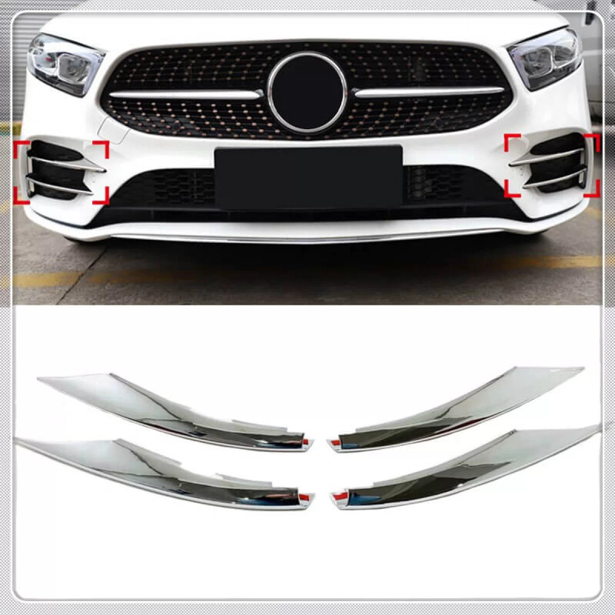 Griglia Paraurti Cromata Anteriore Set 4 Pezzi per Mercedes Classe A W177 18+