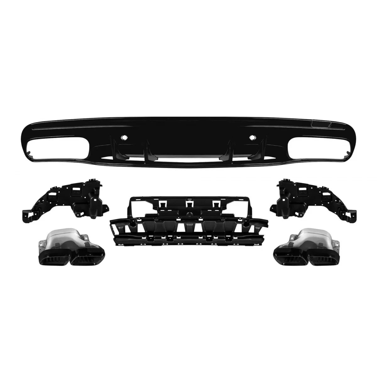Diffusore Posteriore C63 con Punte Nere per Mercedes Classe C W205 2014-2020