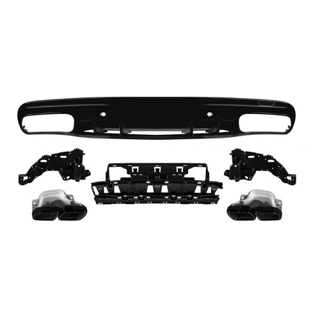 Diffusore Posteriore C63 con Punte Nere per Mercedes Classe C W205 2014-2020