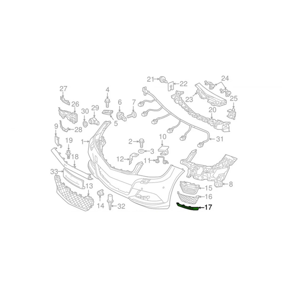 Copertura Cromata Sinistra Luci Diurne Paraurti Anteriore C63 Mercedes Classe C