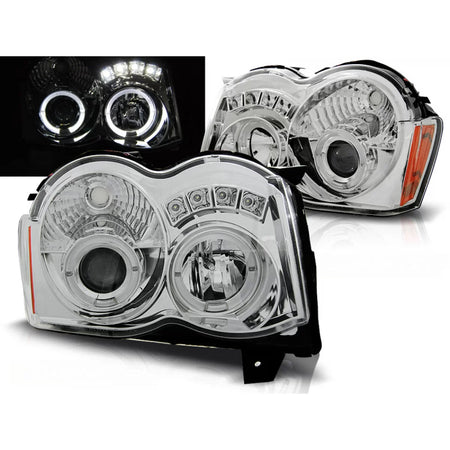 Fanale Angel Eyes Anteriore Cromato per Jeep Grand Cherokee 08-10