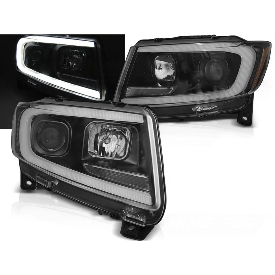 Fanale Tubolare Nero Anteriore Sequenziale per Jeep Grand Cherokee 11-13