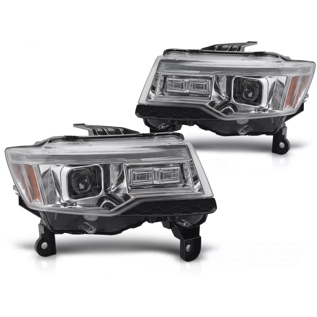 Faro Anteriore Tubolare Cromato con Luce Sequenziale HID per Jeep Grand