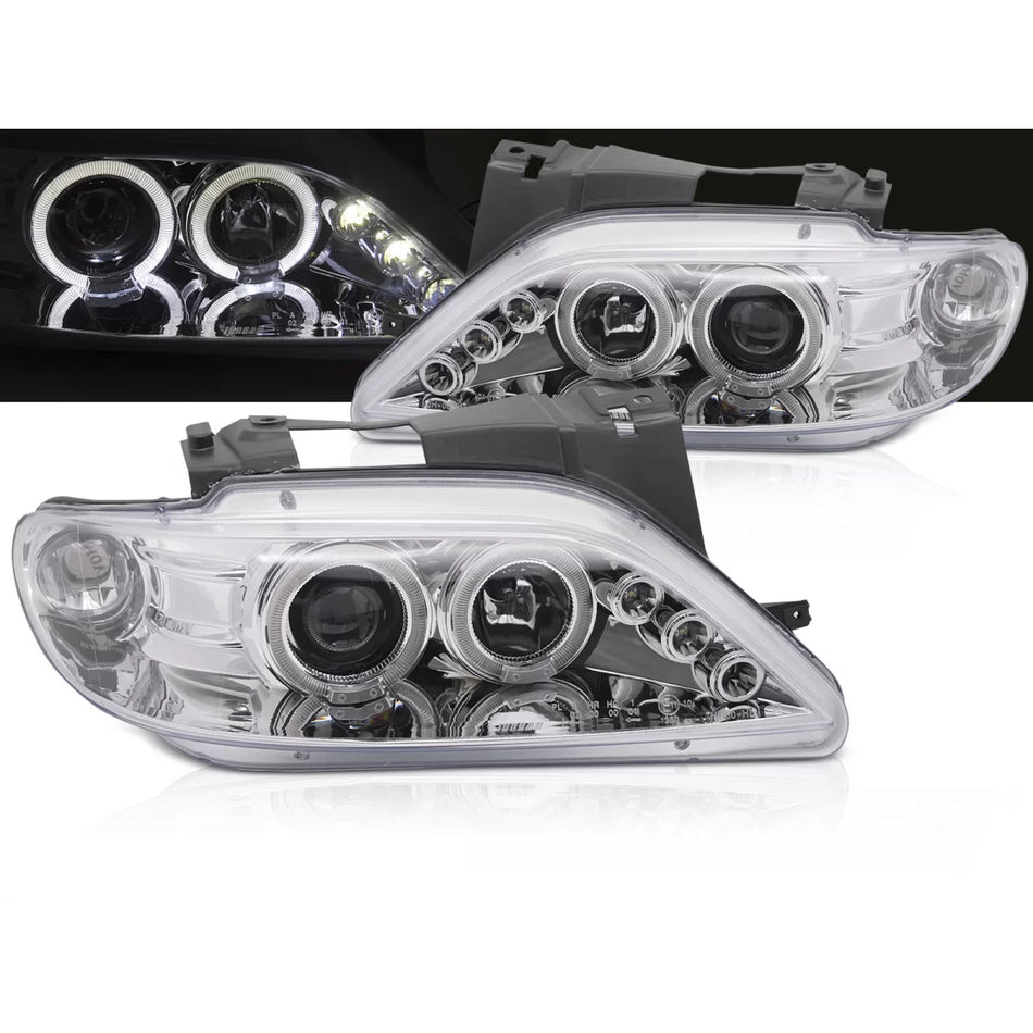 Fanali Angel Eyes Cromati Anteriori per Citroën Xsara 97-00