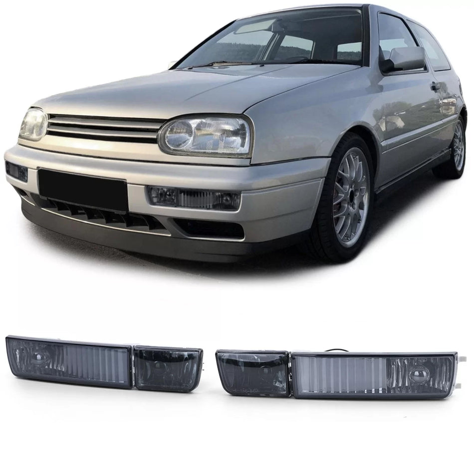 Fendinebbia Vetro Trasparente con Freccia Fumo Nero per VW Golf 3 Vento 91-97