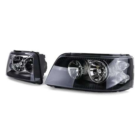 Fari Anteriori Neri Vetro Trasparente H7 H1 con Motorino Regolazione VW Bus T5