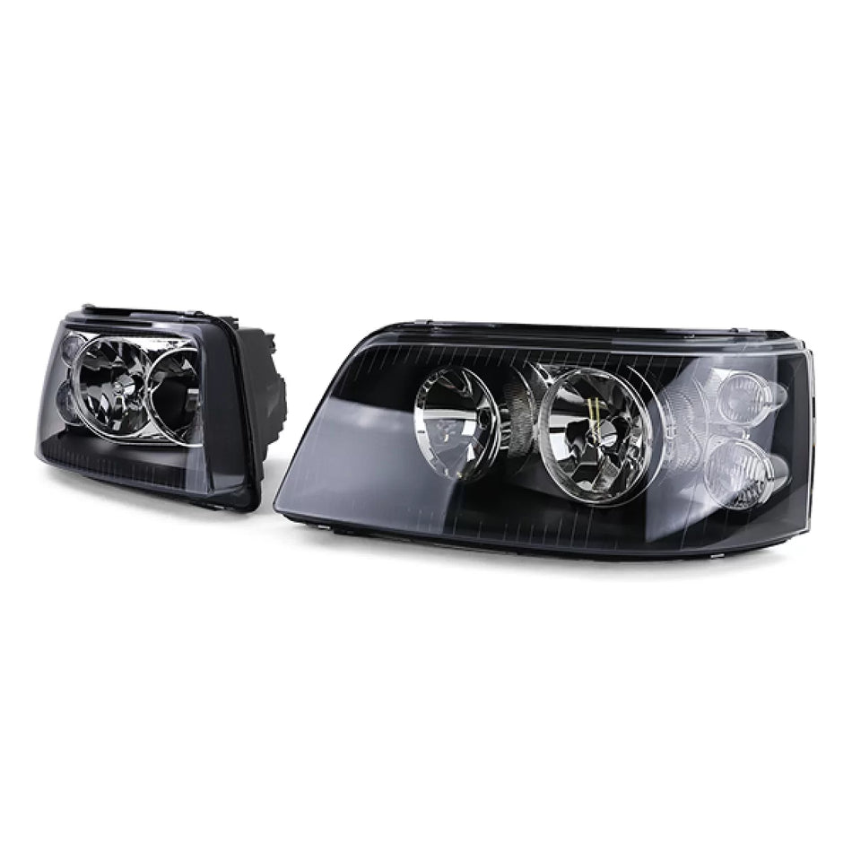 Fari Anteriori Neri Vetro Trasparente H7 H1 con Motorino Regolazione VW Bus T5