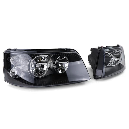 Fari Anteriori Neri Vetro Trasparente H7 H1 con Motorino Regolazione VW Bus T5