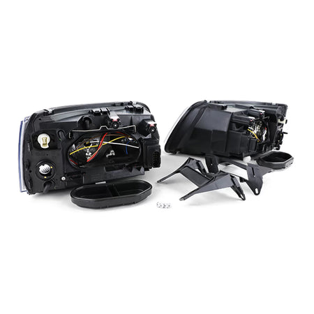 Fari Anteriori Neri Vetro Trasparente H7 H1 con Motorino Regolazione VW Bus T5