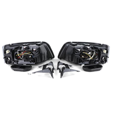Fari Anteriori Neri Vetro Trasparente H7 H1 con Motorino Regolazione VW Bus T5