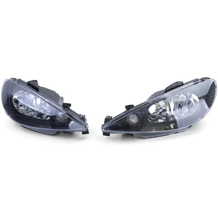 Fari Anteriori Trasparenti Neri H7 con Adattatore per Peugeot 206 1998-2008