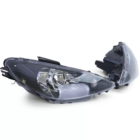 Fari Anteriori Trasparenti Neri H7 con Adattatore per Peugeot 206 1998-2008