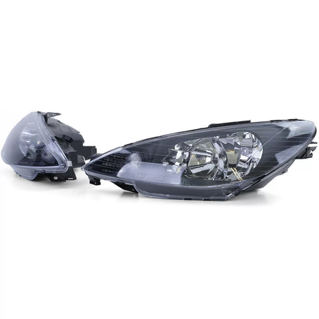 Fari Anteriori Trasparenti Neri H7 con Adattatore per Peugeot 206 1998-2008