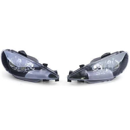 Fari Anteriori Trasparenti Neri H7 con Adattatore per Peugeot 206 1998-2008