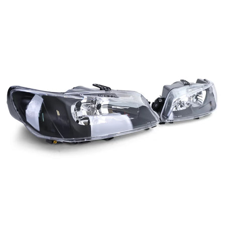 Fari Anteriori Trasparenti Neri Coppia per Peugeot 306 dal 97