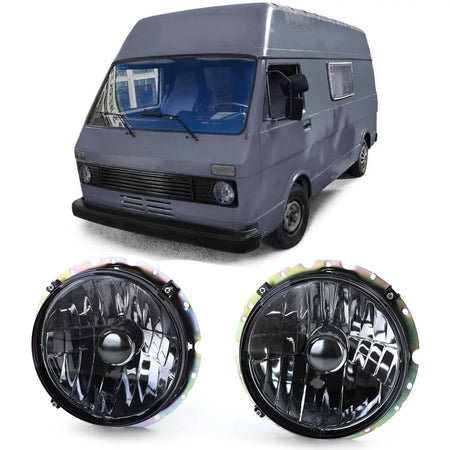 Fari Anteriori Vetro Trasparente Fumé H4 Coppia per VW Lt 28 35 40 45 75-85