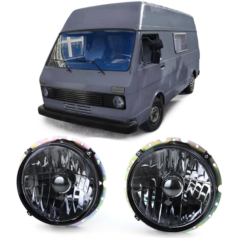 Fari Anteriori Vetro Trasparente Fumé H4 Coppia per VW Lt 28 35 40 45 75-85
