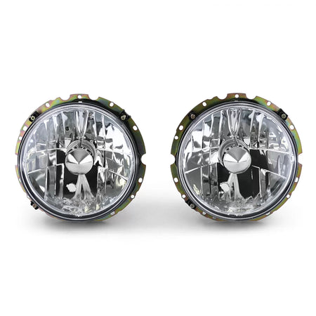 Fari Anteriori Vetro Chiaro H4 Cromati per Volkswagen Caddy I 82-92 e Jetta